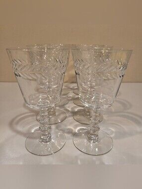 Vintage Tiffin-Franciscan Crystal 10oz Wine Goblets In Woodstock Pattern X 8
